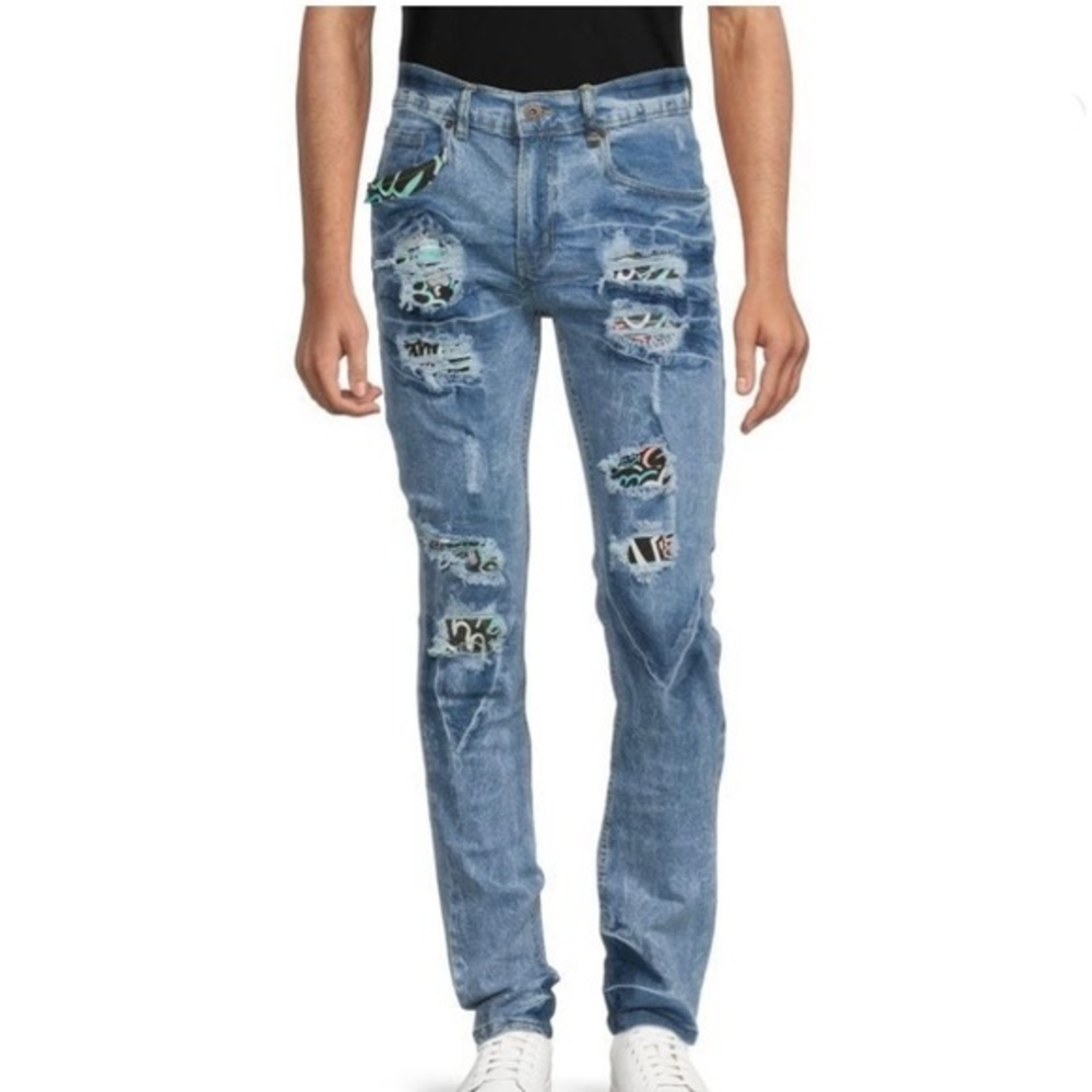 Evolution in Design Destructed Acid Washed Skinny‎ Jeans 40/32
